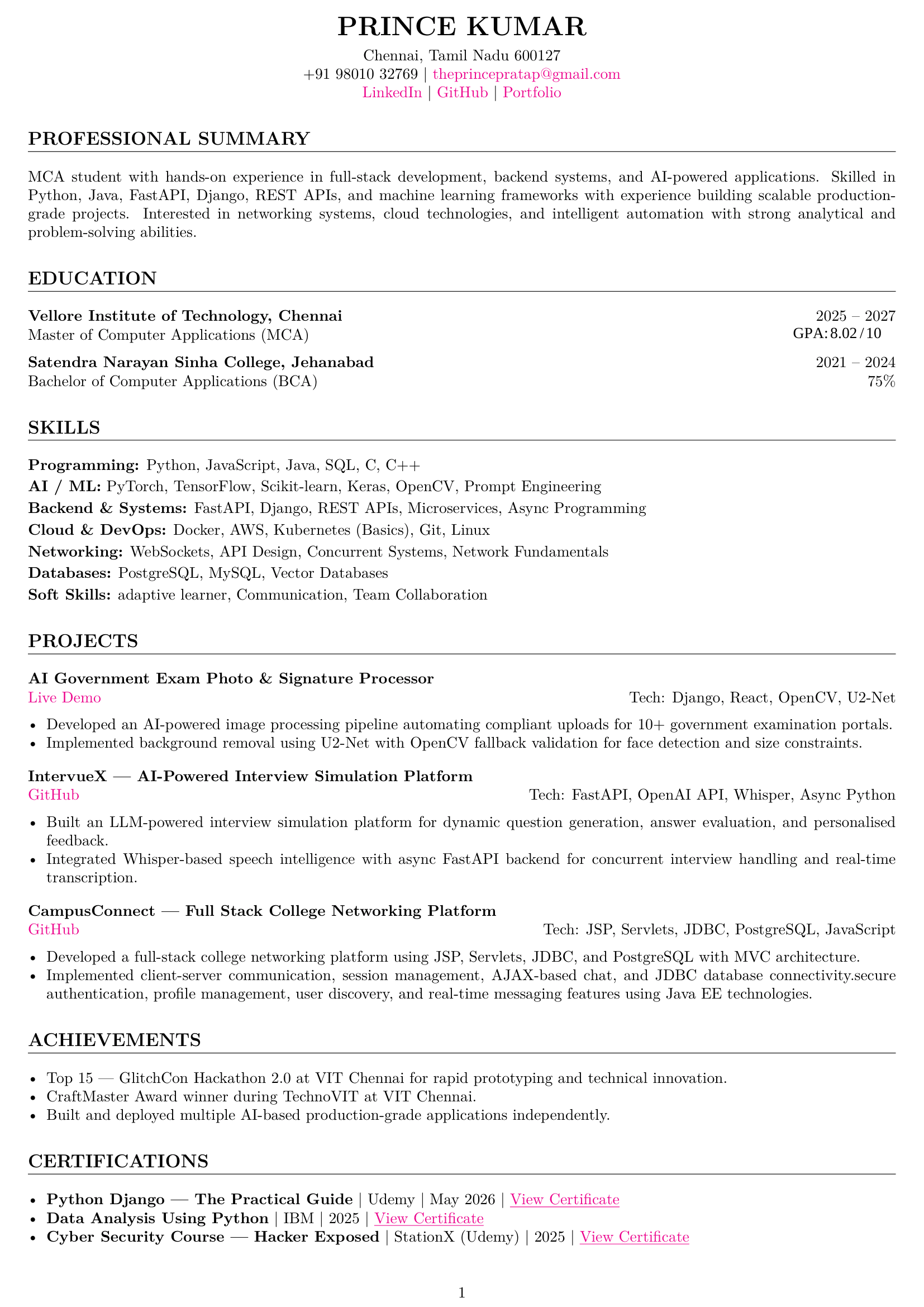 Prince Pratap Resume Preview